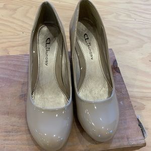 Patent leather wedges